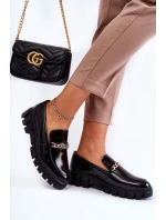 Lakierowane Półbuty Z Łańcuszkiem Czarne Anne