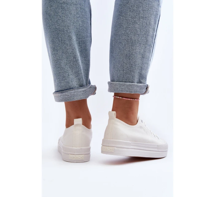 Trampki Damskie Materiałowe Białe Staneva