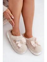 Pantofle S Mašlí A Ozdobami Béžové model 21680837 - Boto