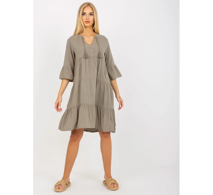Šaty D73761M30214A5EN khaki farba