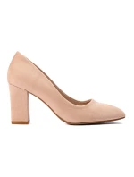 Módne hnedé lodičky pre ženy na širokom podpätku