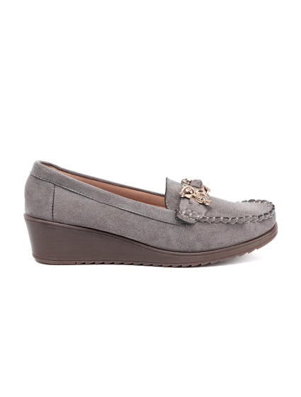 Moderní  polobotky šedo-stříbrné dámské na klínku