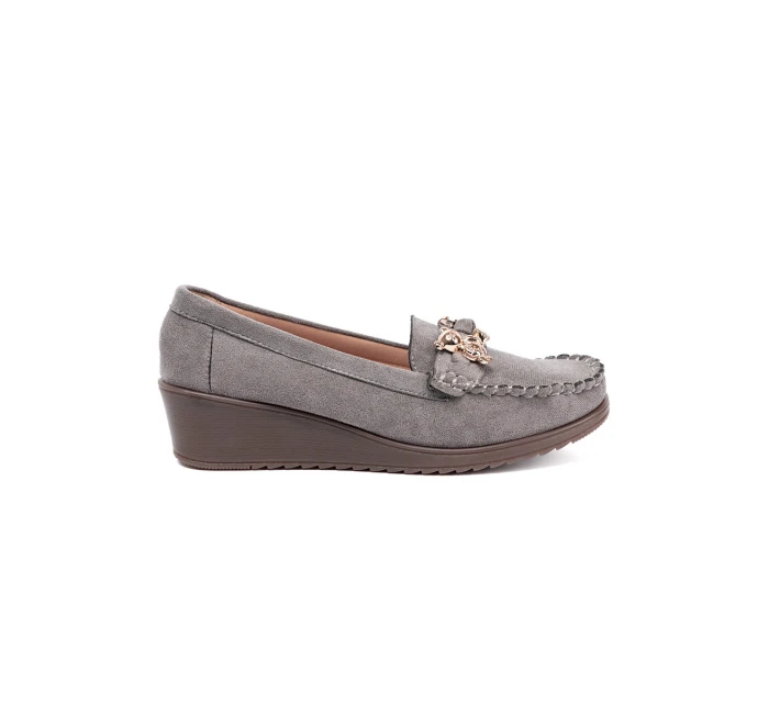 Moderní  polobotky šedo-stříbrné dámské na klínku