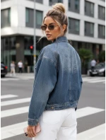 Dámska krátka džínsová bunda klasického strihu modrá FashionStreet TY5632