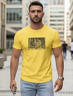 Pánske bavlnené tričko s potlačou žlté FashionStreet NX5014R