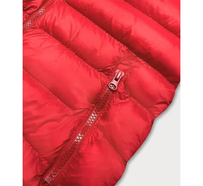 Krátka červená prešívaná dámska vesta (23077-270)