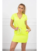 Šaty s kapucňou žlté neónové Šaty s kapucňou žlté neónové