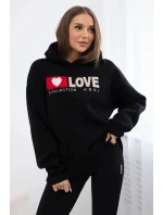 Zateplená bavlnená mikina s kapucňou Love black