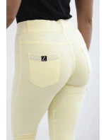 Bavlněné kalhoty se zirkony na  žlutý model 20592396 - K-Fashion