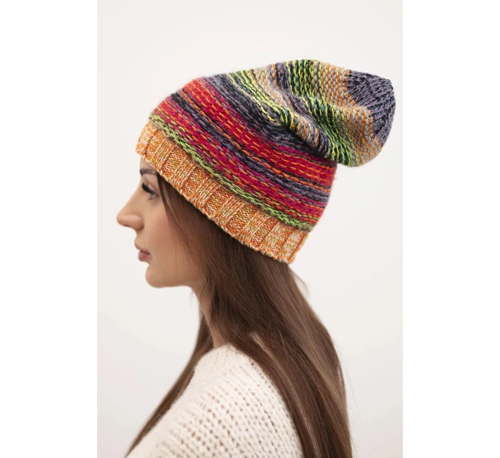 Čiapka s fleecom Krystyna K207 neónovo zelená + oranžová