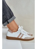 Zazoo N1068 Skórzane Niskie Sneakersy Damskie Beżowe