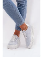 Dámské tenisky na platformě z eko semiše modré Cadrina Dámské tenisky na platformě z eko semiše modré Cadrina