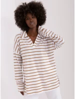 Bluzka LK BZ model 18729970 biało brązowy - FPrice Bluzka LK BZ model 18729970 biało brązowy - FPrice