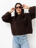 Sweter PM SW model 22334135 ciemny brązowy - FPrice Sweter PM SW model 22334135 ciemny brązowy - FPrice