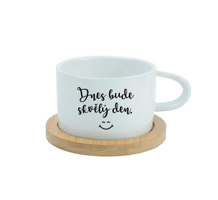 DNES BUDE SKVĚLÝ DEN - bílý hrníček makronka 200 ml