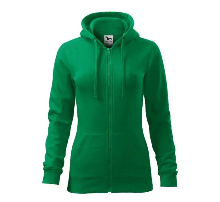 Trendy mikina na zips stredne zelená