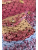 Tmavo ružová košeľová dámska bunda s golierom (2453)