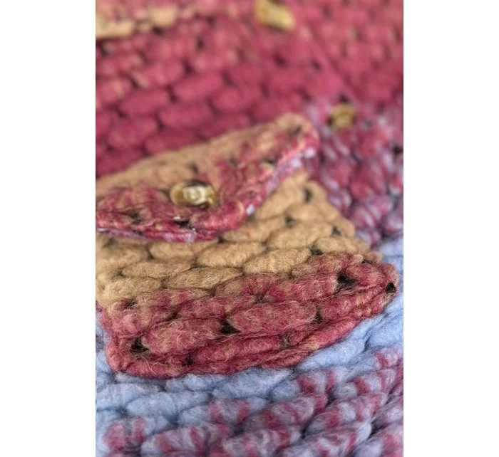 Tmavo ružová košeľová dámska bunda s golierom (2453)