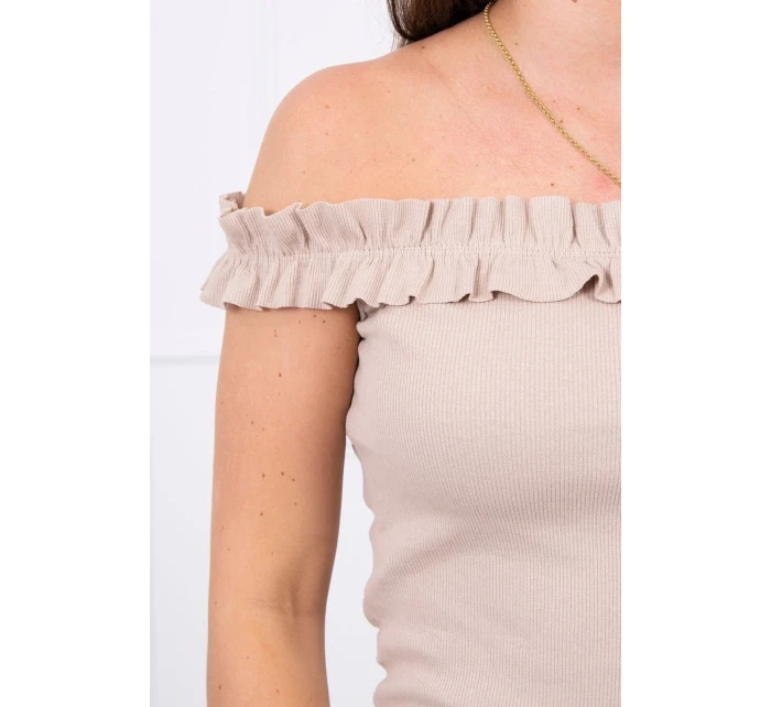 Španielske šaty s volánikmi béžovej Španielske šaty s volánikmi béžovej