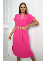 Šaty s ozdobným páskem růžové