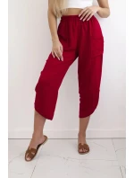 Nohavice so širokými nohavicami a vreckami bordová