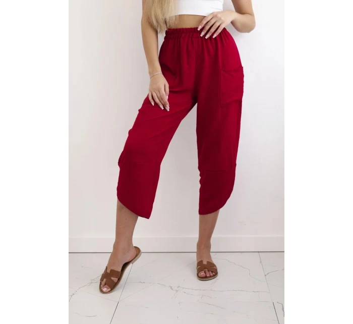 Nohavice so širokými nohavicami a vreckami bordová