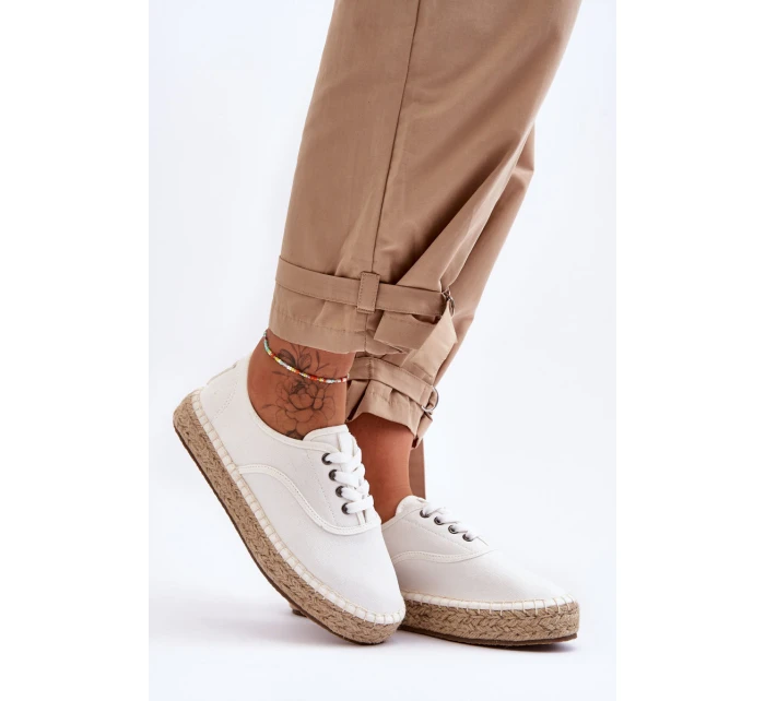 Sznurowane Trampki Espadryle Big Star LL274833 Białe Sznurowane Trampki Espadryle Big Star LL274833 Białe