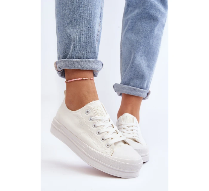 Trampki Damskie Materiałowe Białe Staneva