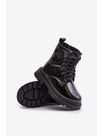Lakované boty dívčí zateplené kožešinou na zip černé model 21672490 - Boto Lakované boty dívčí zateplené kožešinou na zip černé model 21672490 - Boto