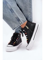 Kožené Vysoké Tenisky Dámské model 21691443 Černé - Goe