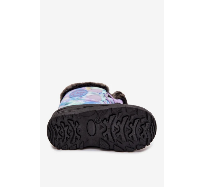 Dětské sněhule pro dívky s kožíškem a stahovák Lee Cooper LCJ-25-10-3778 Fialové