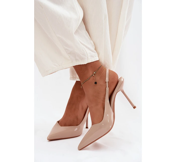 Lakované Lodičky Sandály Z Kůže Béžové model 22122736 - Boto