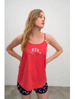 Dámské pyžamo model 18972786 Červená / tmavě modrá - Vamp Dámské pyžamo model 18972786 Červená / tmavě modrá - Vamp