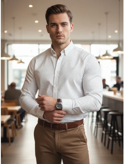 Koszula męska slim fit  biała model 22010032 - FashionStreet