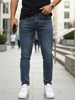 Pánske modré slim fit džínsy FashionStreet UX4486