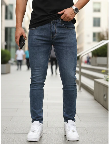 Pánske modré slim fit džínsy FashionStreet UX4486