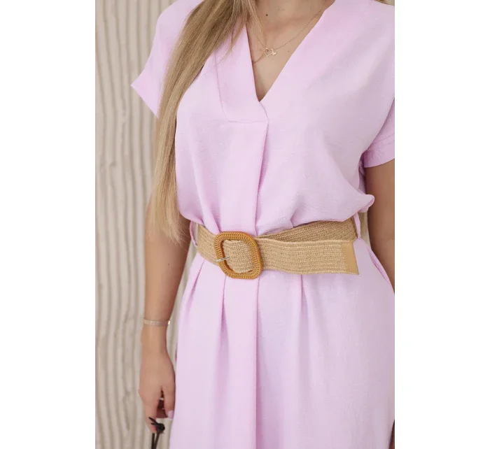 Šaty s ozdobným páskem cukrově růžová