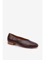Dámské baleríny z eko kůže na plochém podpatku hnědé model 21710660 - Boto