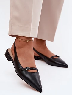 Kožené sandály na nízkém podpatku Maciejka K7449-01 Černé