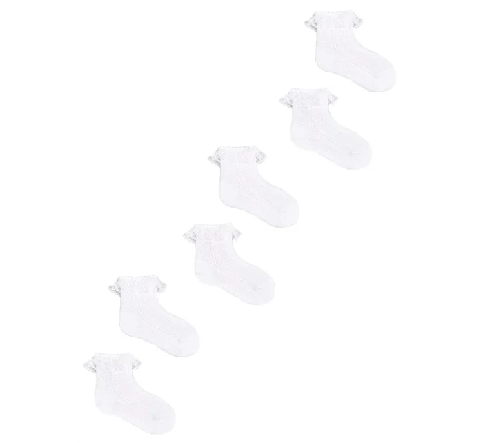 Dievčenské ponožky s volánom 3Pack SKL-0009G-0100 white - Yoclub
