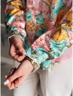 Dámské květované tričko oversize růžové Dstreet model 21986544 - FashionStreet