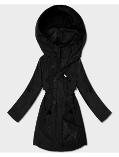 Dámska čierna bunda Goodlookin s ohrnutými rukávmi (B8556-1)