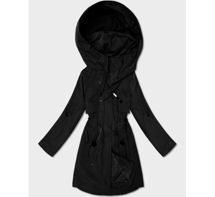 Dámska čierna bunda Goodlookin s ohrnutými rukávmi (B8556-1)