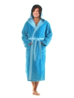 Unisex župan Tampa duo s kapucňou 3959 tyrkysový - Vestis