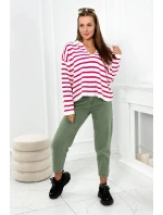 Pruhovaný sveter fuchsie