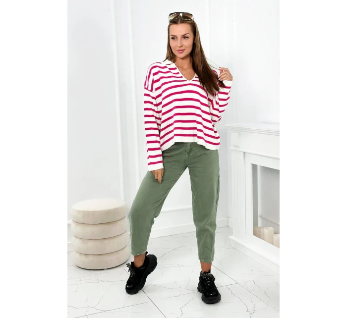 Pruhovaný sveter fuchsie