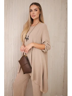 Súprava blúzka + nohavice s príveskom cappuccino