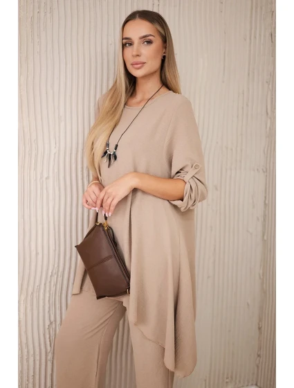 Súprava blúzka + nohavice s príveskom cappuccino