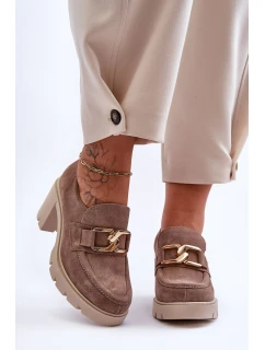 Elegantní boty se zlatým zdobením béžová model 21582805 - Boto