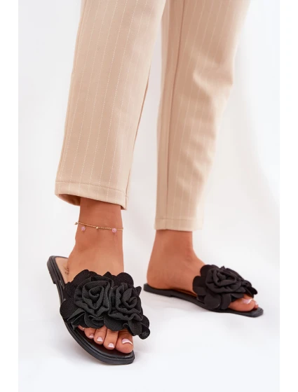 Ploché Dámské Pantofle S Mašlí Černé model 21688613 - Boto